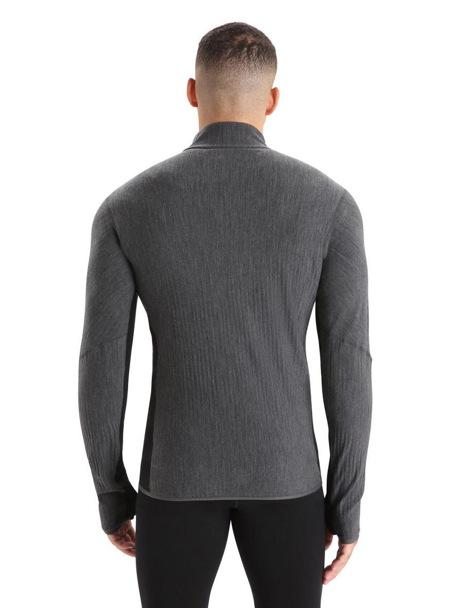 Kurtka Icebreaker RealFleece™ Merino Descender Long Sleeve Zip Męskie Czarne | PL 1704WNBY